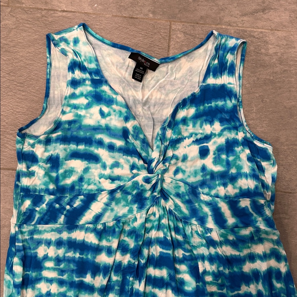 Women’s style & co Blue Tie-Dye Sleeveless Dress. Size 1X - Picture 2 of 10